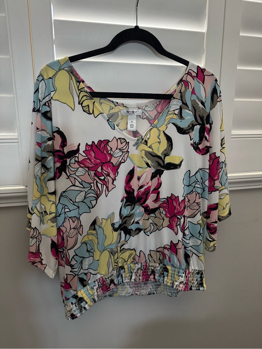 WHBM White House Black Market Floral Dolman Sleeve Top